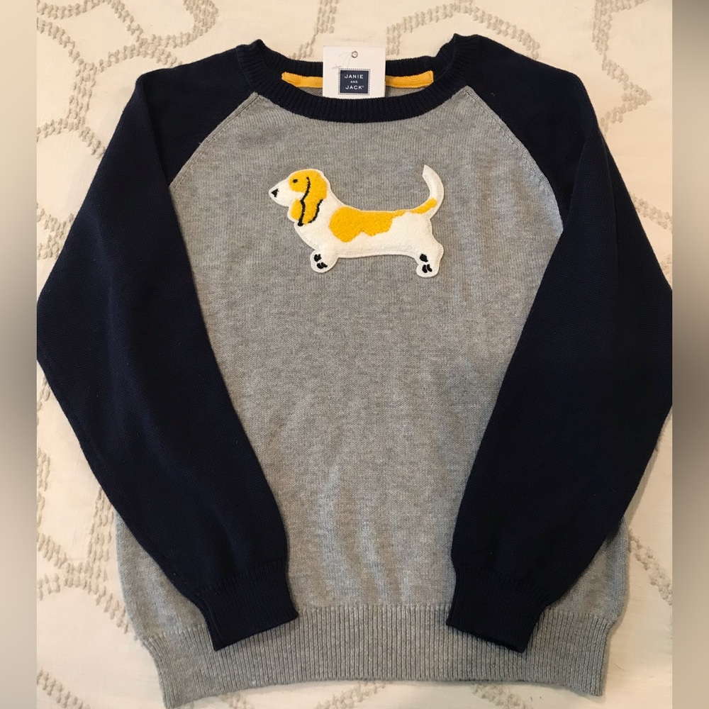 Janie and Jack Basset hound dog sweater, 6 NEW WITH TAGS